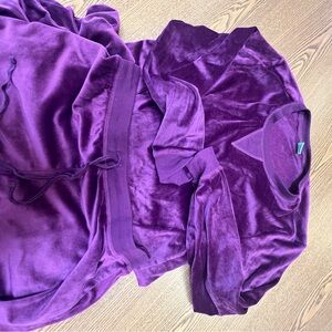 Purple velour jogging suit.